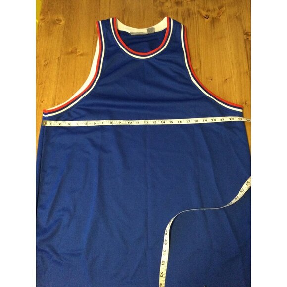 Vintage Regal Wear Blank Blue Basketball Jersey Red & White Trim Size L - Picture 6 of 8